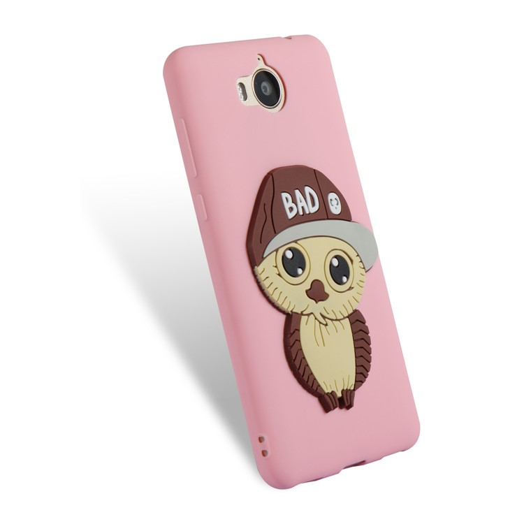 Lovely 3D Male Owl TPU Phone Case for Huawei Y6 (2017)/Y5 (2017) - Pink-6