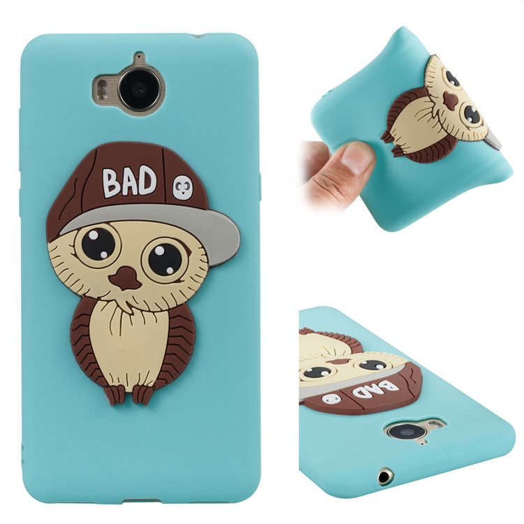Lovely 3D Male Owl TPU Back Phone Cover Shell for Huawei Y6 (2017)/Y5 (2017) - Baby Blue-1