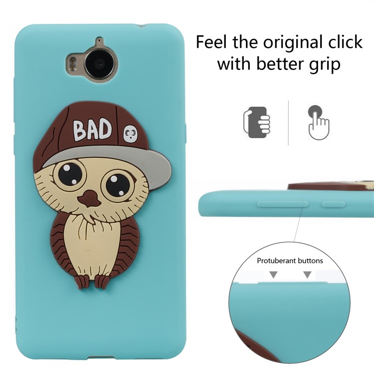 Lovely 3D Male Owl TPU Back Phone Cover Shell for Huawei Y6 (2017)/Y5 (2017) - Baby Blue-3