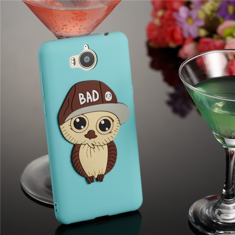 Lovely 3D Male Owl TPU Back Phone Cover Shell for Huawei Y6 (2017)/Y5 (2017) - Baby Blue-4