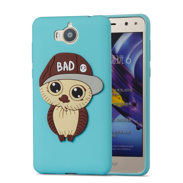 Lovely 3D Male Owl TPU Back Phone Cover Shell for Huawei Y6 (2017)/Y5 (2017) - Baby Blue-5