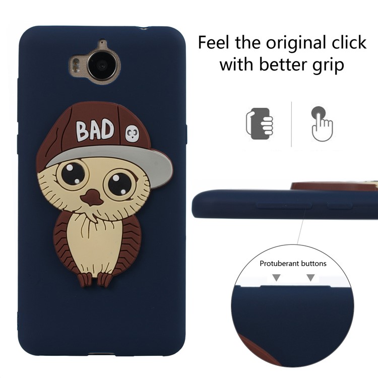 Lovely 3D Male Owl TPU Mobile Casing for Huawei Y6 (2017)/Y5 (2017) - Dark Blue-3