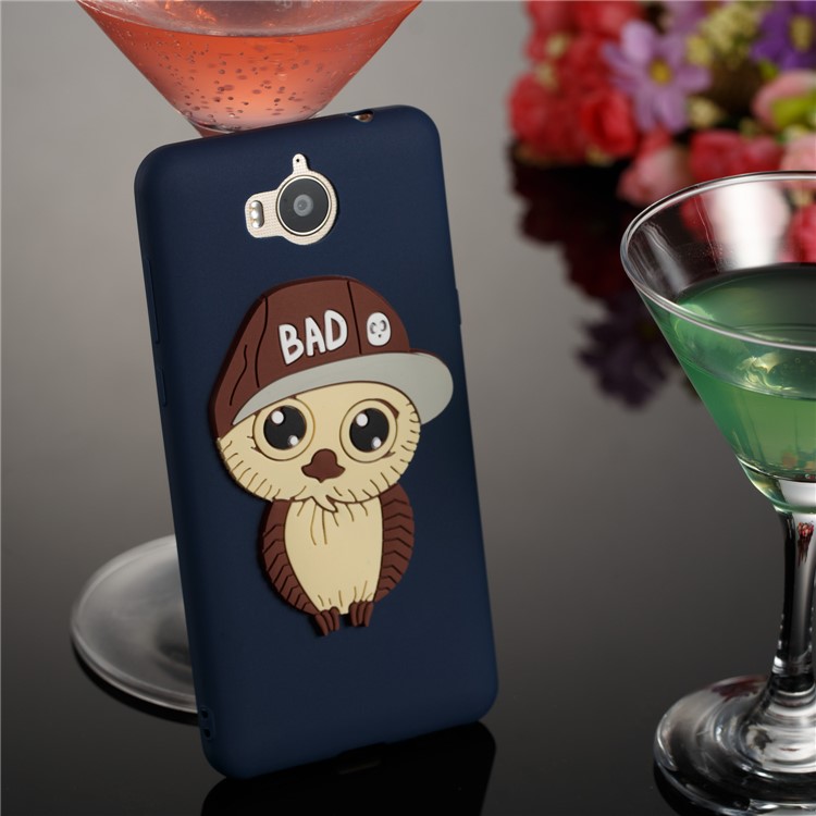 Lovely 3D Male Owl TPU Mobile Casing for Huawei Y6 (2017)/Y5 (2017) - Dark Blue-4
