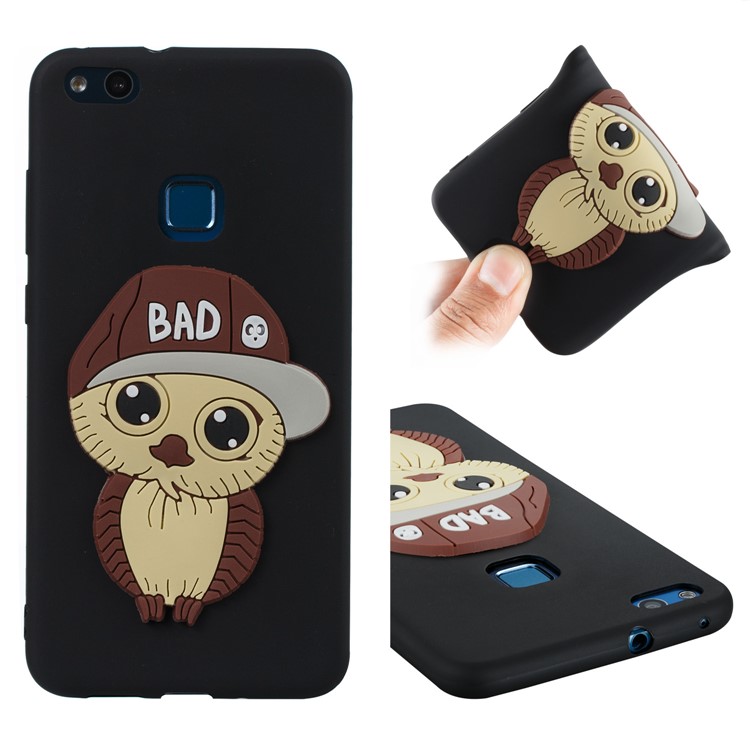 Lovely 3D Male Owl Soft TPU Case for Huawei P10 Lite - Black-1