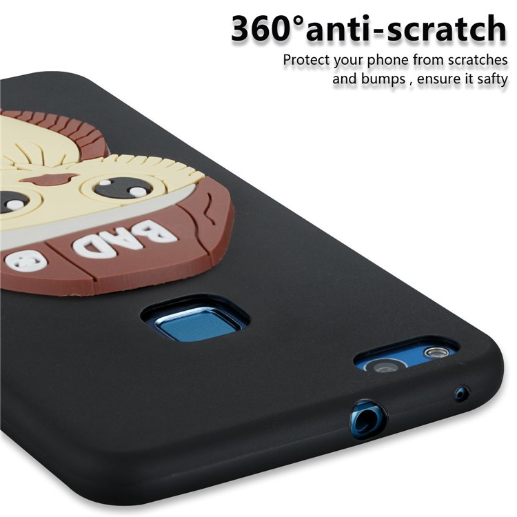 Lovely 3D Male Owl Soft TPU Case for Huawei P10 Lite - Black-2