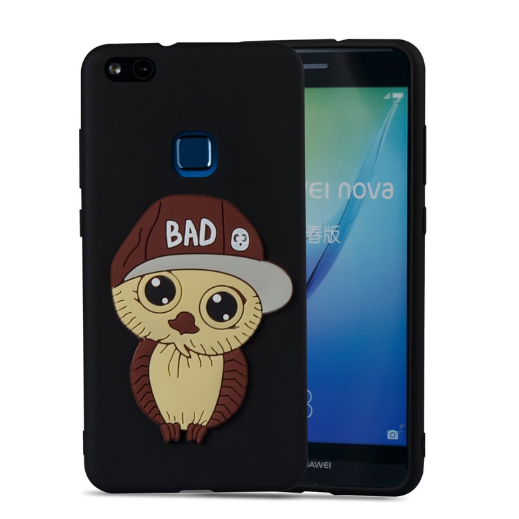 Lovely 3D Male Owl Soft TPU Case for Huawei P10 Lite - Black-5