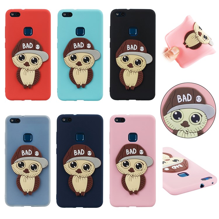 Lovely 3D Male Owl Soft TPU Case for Huawei P10 Lite - Black-6