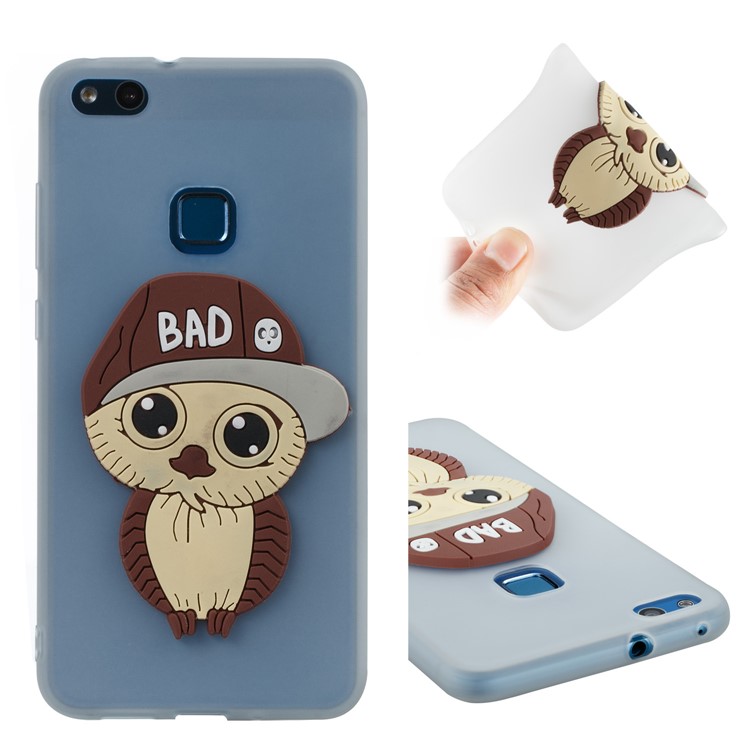 Lovely 3D Male Owl Soft TPU Phone Case for Huawei P10 Lite - White-1