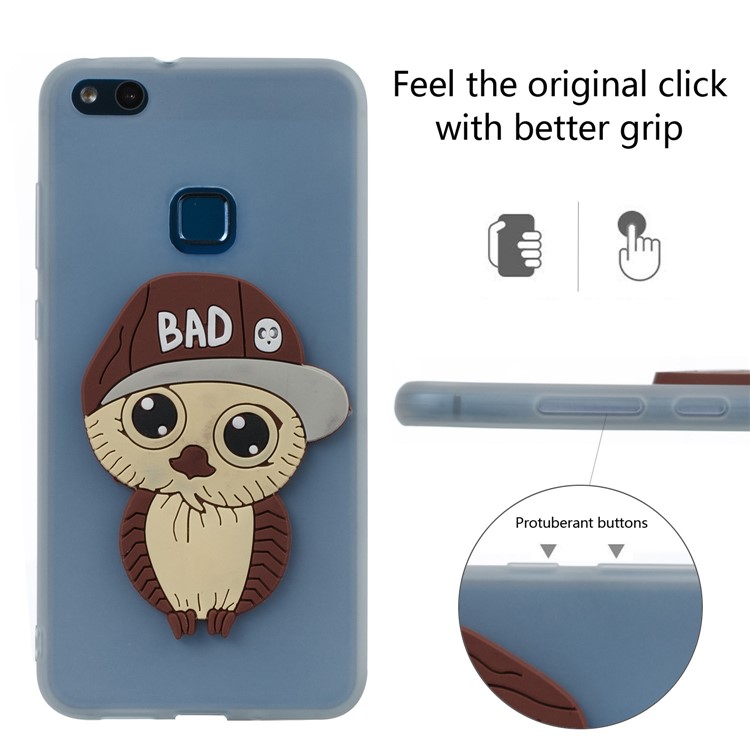 Lovely 3D Male Owl Soft TPU Phone Case for Huawei P10 Lite - White-3