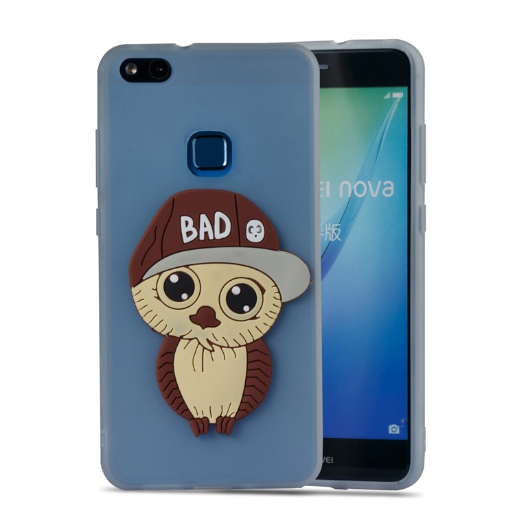 Lovely 3D Male Owl Soft TPU Phone Case for Huawei P10 Lite - White-6