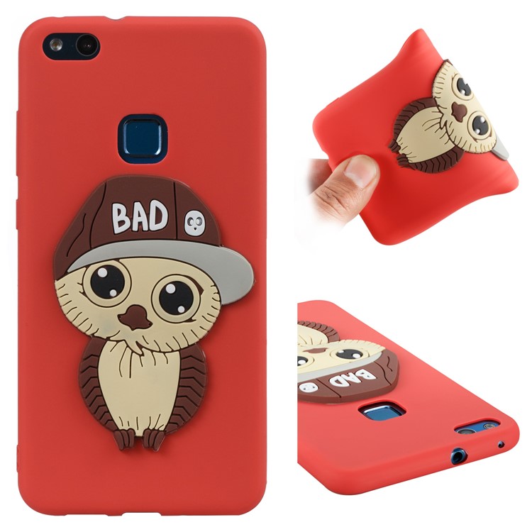 Lovely 3D Male Owl TPU Mobile Phone Case for Huawei P10 Lite - Red-1