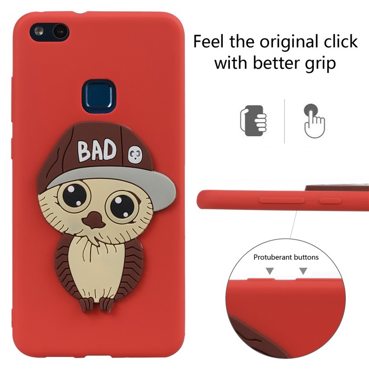 Lovely 3D Male Owl TPU Mobile Phone Case for Huawei P10 Lite - Red-3