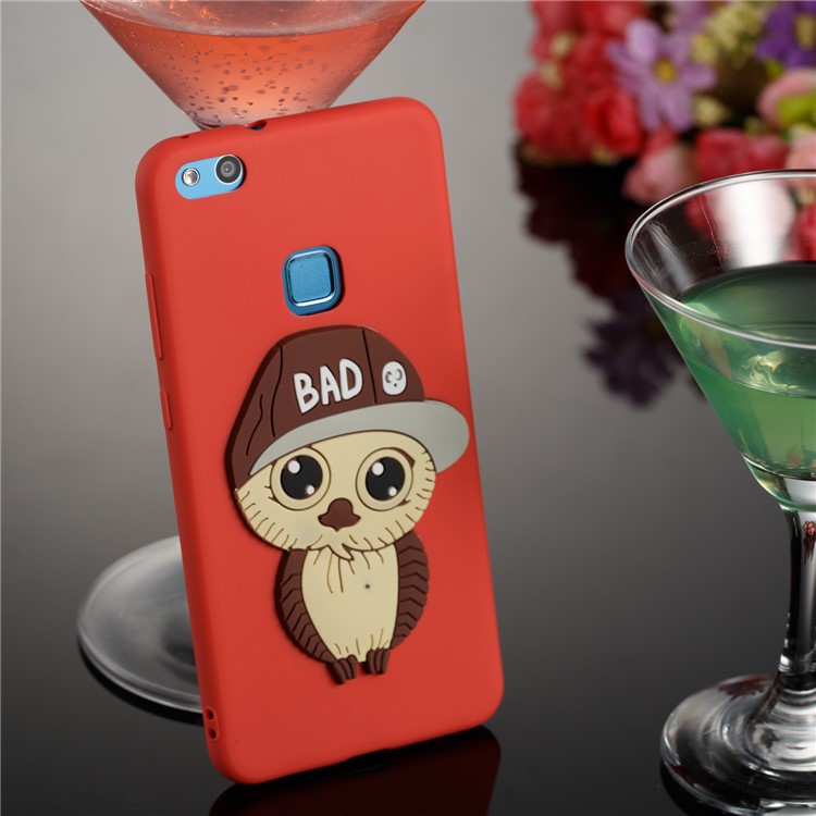 Lovely 3D Male Owl TPU Mobile Phone Case for Huawei P10 Lite - Red-4