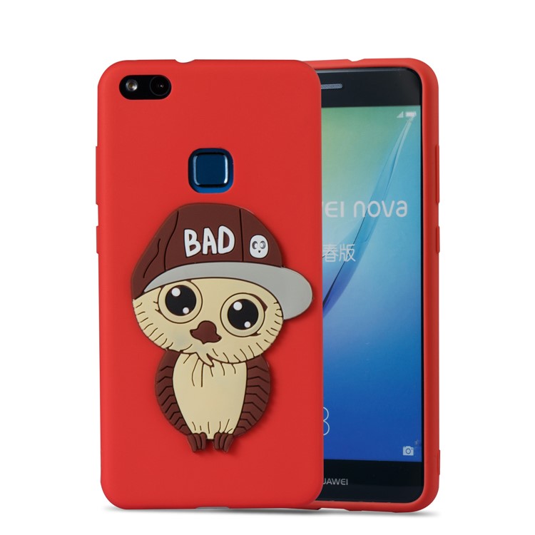 Lovely 3D Male Owl TPU Mobile Phone Case for Huawei P10 Lite - Red-5