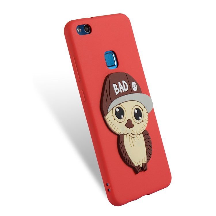 Lovely 3D Male Owl TPU Mobile Phone Case for Huawei P10 Lite - Red-6