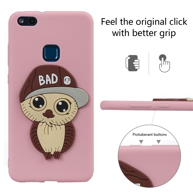 Lovely 3D Male Owl TPU Protection Cell Phone Case for Huawei P10 Lite - Pink-3