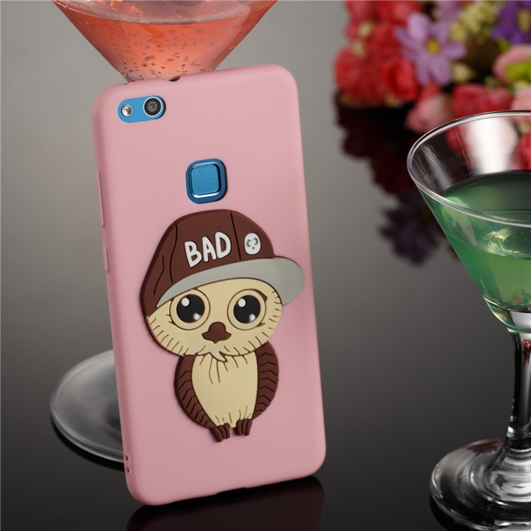 Lovely 3D Male Owl TPU Protection Cell Phone Case for Huawei P10 Lite - Pink-4