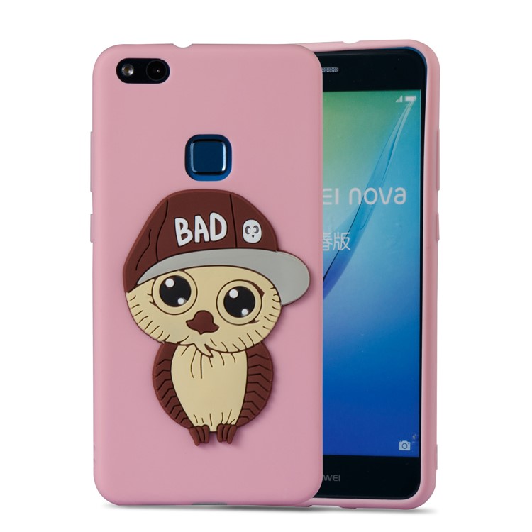 Lovely 3D Male Owl TPU Protection Cell Phone Case for Huawei P10 Lite - Pink-5