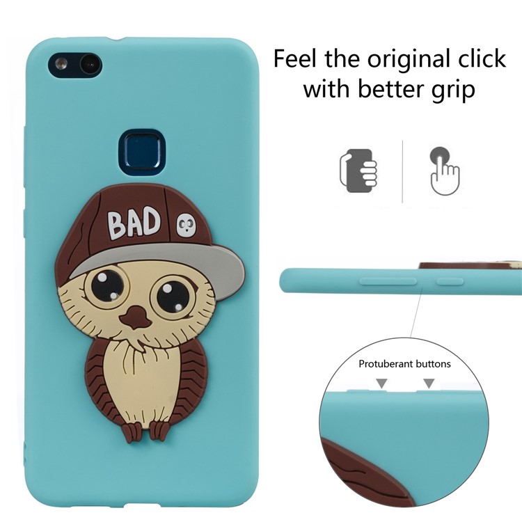 Lovely 3D Male Owl TPU Protector Cell Phone Cover for Huawei P10 Lite - Baby Blue-3