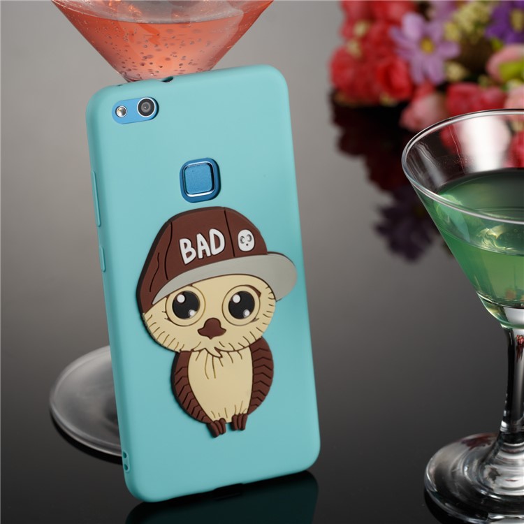Lovely 3D Male Owl TPU Protector Cell Phone Cover for Huawei P10 Lite - Baby Blue-4