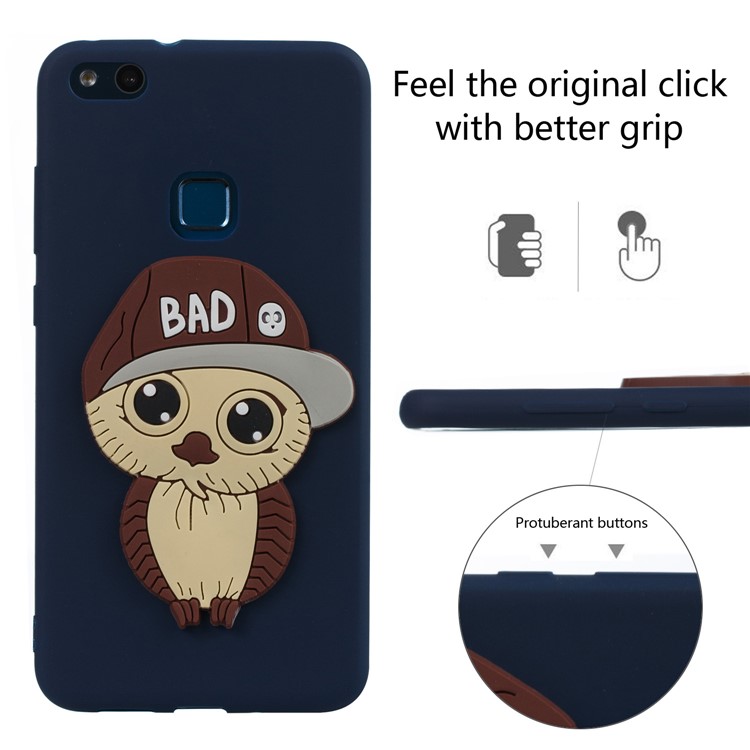 Lovely 3D Male Owl Soft TPU Mobile Phone Shell for Huawei P10 Lite - Dark Blue-3