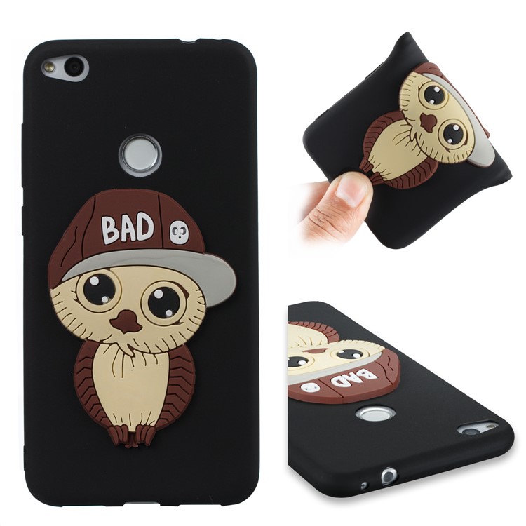 Cute 3D Male Owl TPU Soft Phone Case for Huawei P8 Lite (2017)/Honor 8 Lite - Black-1