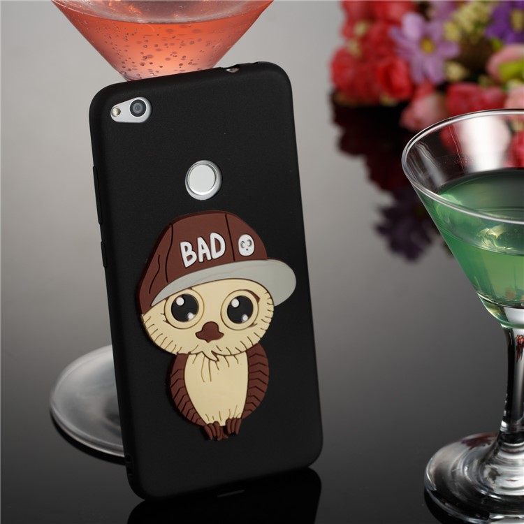 Cute 3D Male Owl TPU Soft Phone Case for Huawei P8 Lite (2017)/Honor 8 Lite - Black-7
