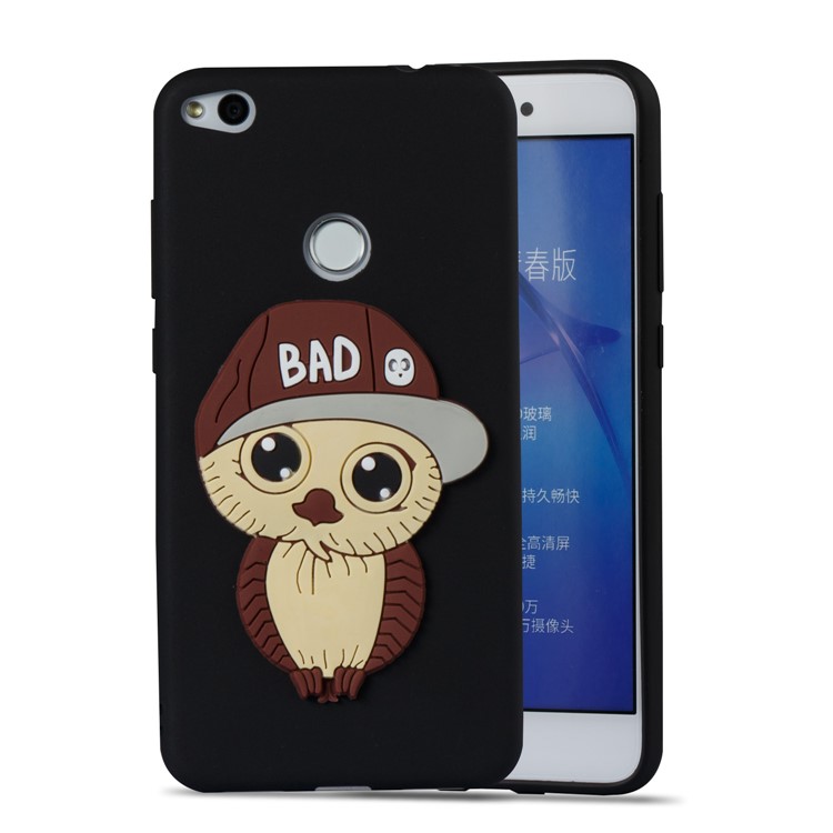 Cute 3D Male Owl TPU Soft Phone Case for Huawei P8 Lite (2017)/Honor 8 Lite - Black-9