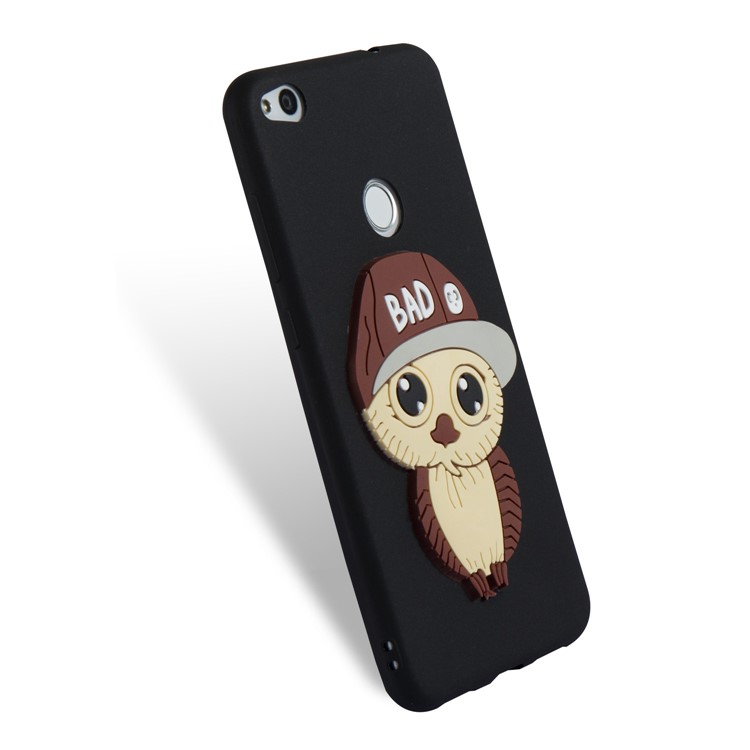 Cute 3D Male Owl TPU Soft Phone Case for Huawei P8 Lite (2017)/Honor 8 Lite - Black-11