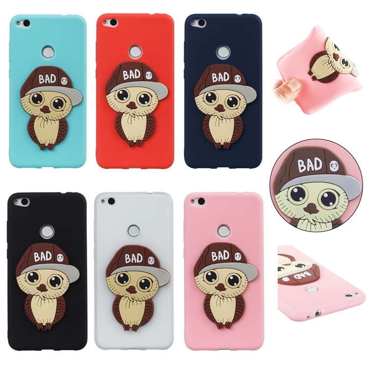 Cute 3D Male Owl TPU Soft Phone Case for Huawei P8 Lite (2017)/Honor 8 Lite - Black-13