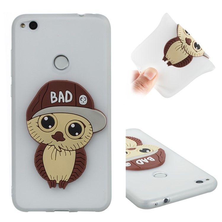 Cute 3D Male Owl TPU Soft Phone Cover for Huawei P8 Lite (2017)/Honor 8 Lite - White-1