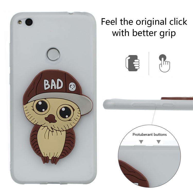 Cute 3D Male Owl TPU Soft Phone Cover for Huawei P8 Lite (2017)/Honor 8 Lite - White-3