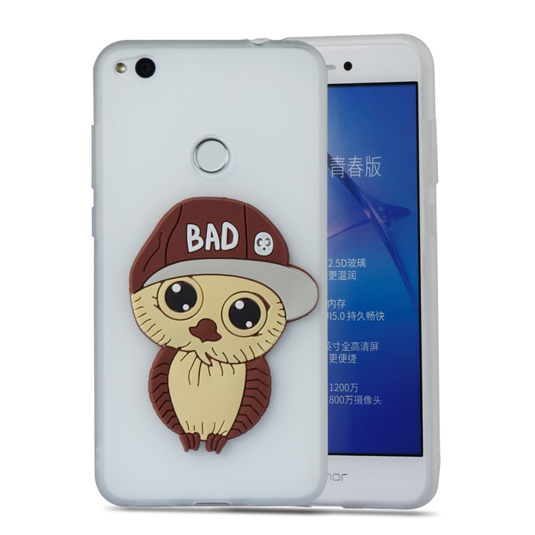 Cute 3D Male Owl TPU Soft Phone Cover for Huawei P8 Lite (2017)/Honor 8 Lite - White-5