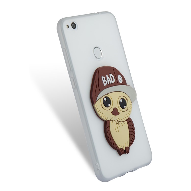 Cute 3D Male Owl TPU Soft Phone Cover for Huawei P8 Lite (2017)/Honor 8 Lite - White-6