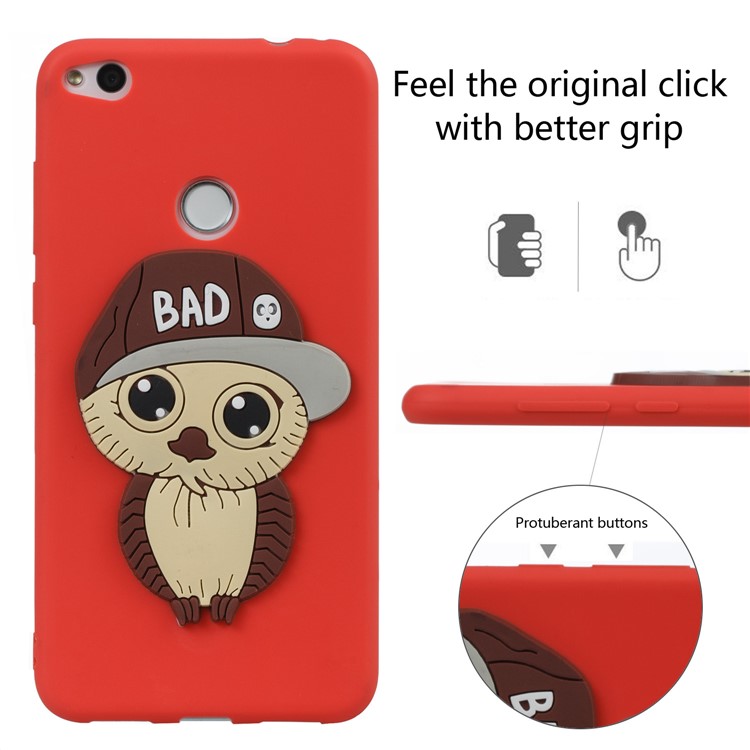 Cute 3D Male Owl TPU Soft Phone Shell for Huawei P8 Lite (2017)/Honor 8 Lite - Red-5