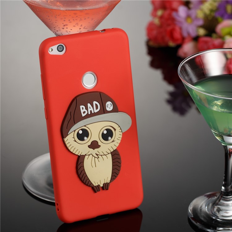 Cute 3D Male Owl TPU Soft Phone Shell for Huawei P8 Lite (2017)/Honor 8 Lite - Red-7