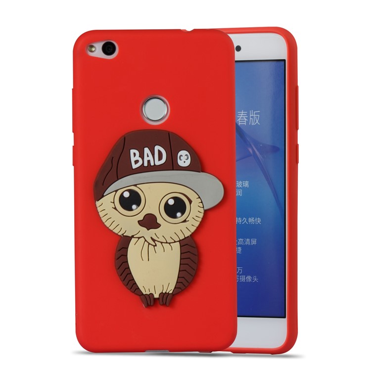 Cute 3D Male Owl TPU Soft Phone Shell for Huawei P8 Lite (2017)/Honor 8 Lite - Red-9