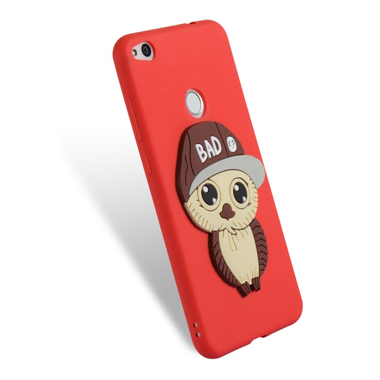 Cute 3D Male Owl TPU Soft Phone Shell for Huawei P8 Lite (2017)/Honor 8 Lite - Red-11