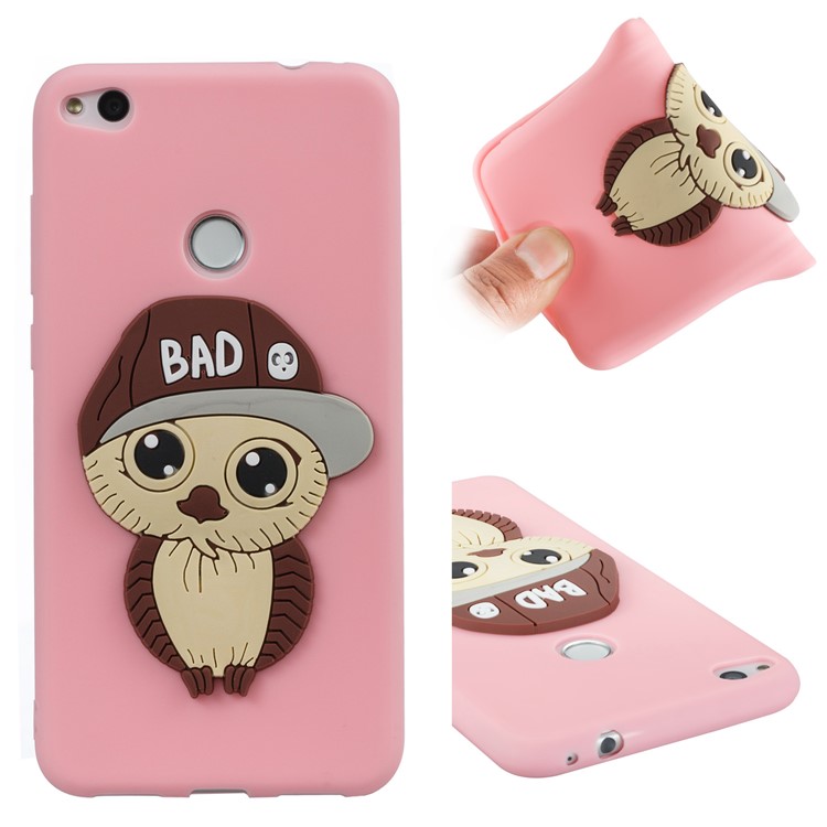 Cute 3D Male Owl TPU Soft Phone Casing for Huawei P8 Lite (2017)/Honor 8 Lite - Pink-1