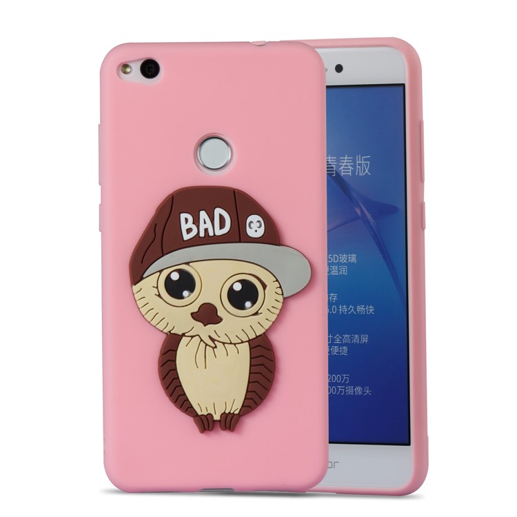Cute 3D Male Owl TPU Soft Phone Casing for Huawei P8 Lite (2017)/Honor 8 Lite - Pink-5
