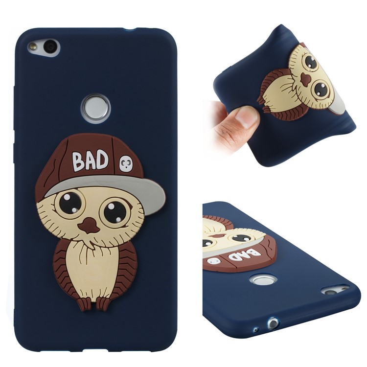 Cute 3D Male Owl TPU Soft Cell Phone Case for Huawei P8 Lite (2017)/Honor 8 Lite - Dark Blue-1