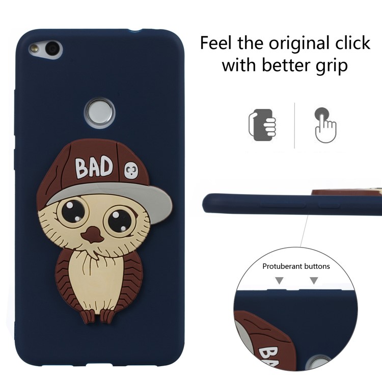Cute 3D Male Owl TPU Soft Cell Phone Case for Huawei P8 Lite (2017)/Honor 8 Lite - Dark Blue-5