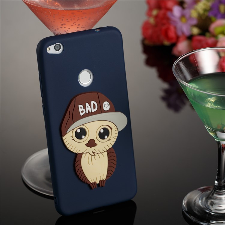 Cute 3D Male Owl TPU Soft Cell Phone Case for Huawei P8 Lite (2017)/Honor 8 Lite - Dark Blue-7