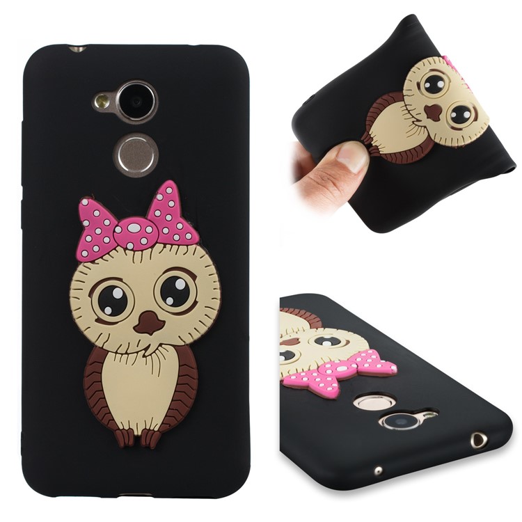 Cute 3D Female Owl Pattern TPU Case for Huawei Honor 6A / Honor 5C pro - Black-1