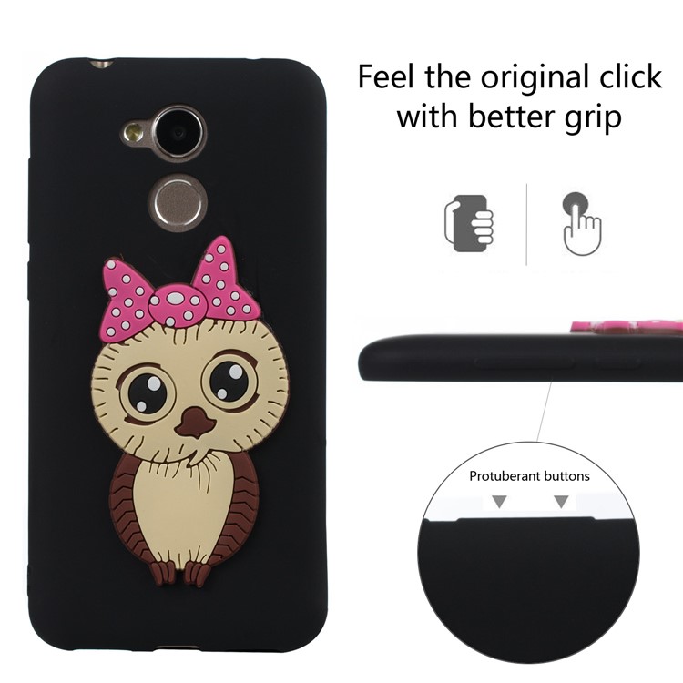 Cute 3D Female Owl Pattern TPU Case for Huawei Honor 6A / Honor 5C pro - Black-3