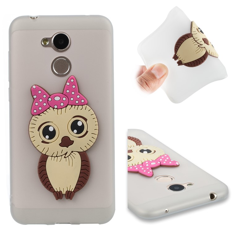 Cute 3D Female Owl Pattern TPU Cover for Huawei Honor 6A / Honor 5C pro - White-1