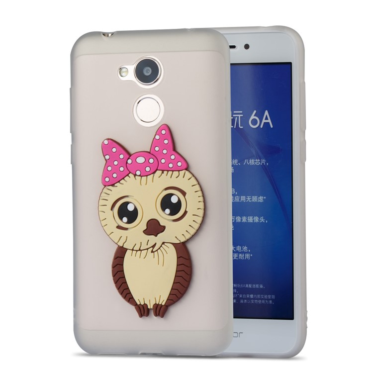 Cute 3D Female Owl Pattern TPU Cover for Huawei Honor 6A / Honor 5C pro - White-5