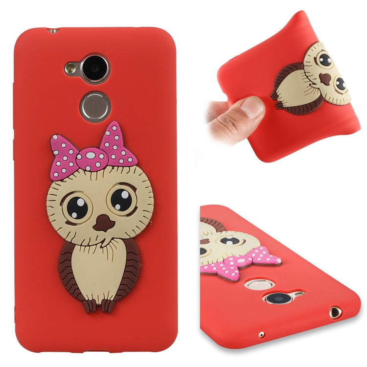 Cute 3D Female Owl Pattern TPU Shell Case for Huawei Honor 6A / Honor 5C pro - Red-1