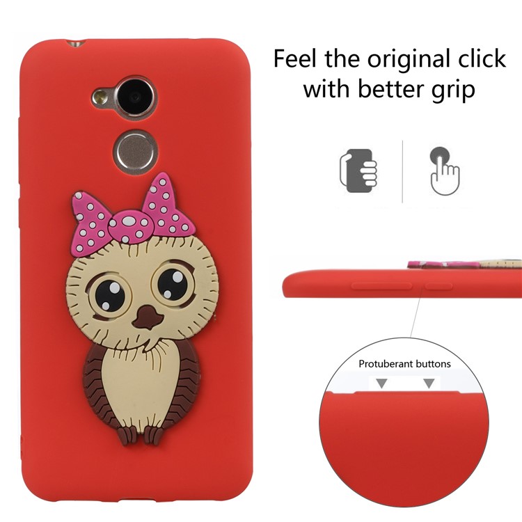 Cute 3D Female Owl Pattern TPU Shell Case for Huawei Honor 6A / Honor 5C pro - Red-3