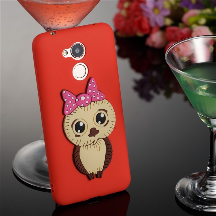 Cute 3D Female Owl Pattern TPU Shell Case for Huawei Honor 6A / Honor 5C pro - Red-4